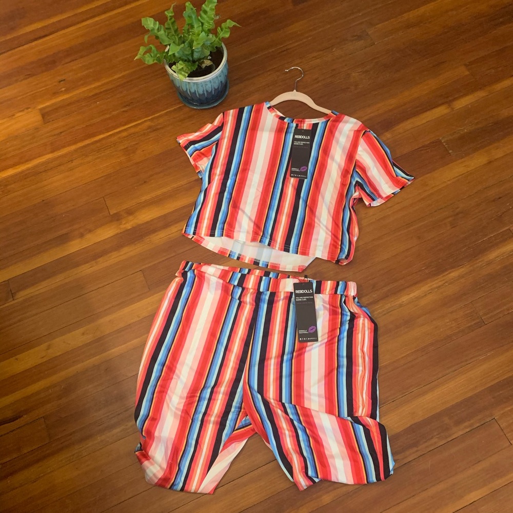 Rebdolls Matching Stripe Top and Biker Short
